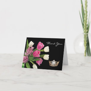 Merci Note Cartes-Couronne & Fleurs