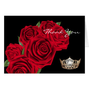 Merci Note Cartes-Couronne & Roses Rouges