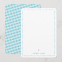 MERCI NOTE mignonne jolie chèque coeur bleu aqua