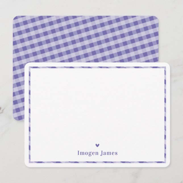 MERCI NOTE moderne mignon chèque coeur pourpre (Devant / Derrière)