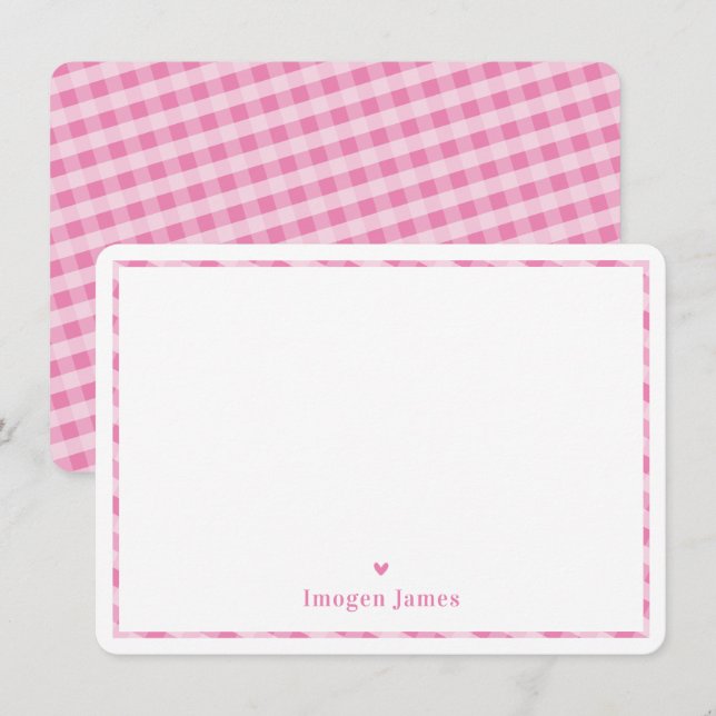 MERCI NOTE moderne mignon chèque coeur rose blanc (Devant / Derrière)