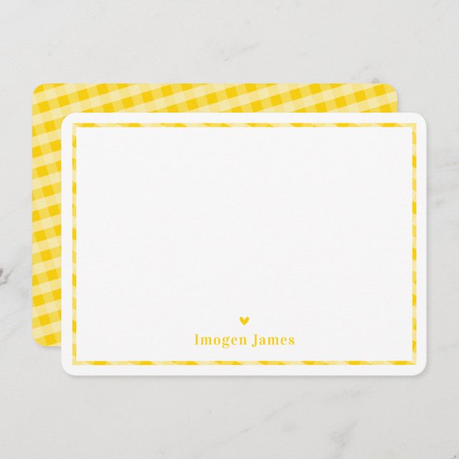 MERCI NOTE moderne mignon coeur chèque jaune (Devant / Derrière)