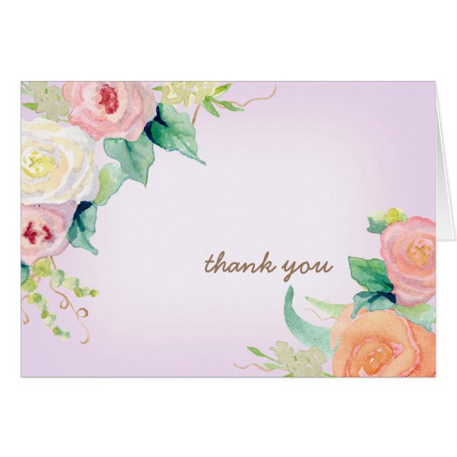 Merci Notes Simple Moderne Aquarelle Florale (Devant horizontal)