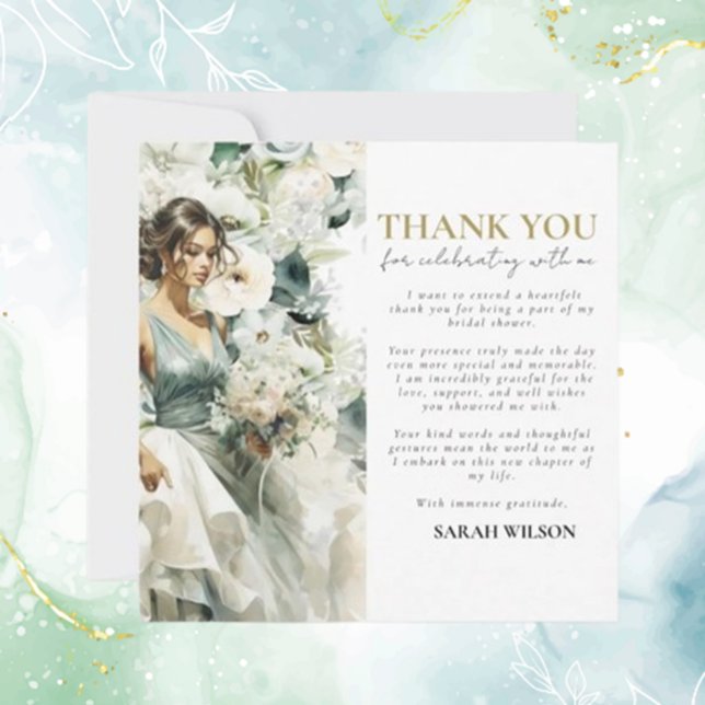 Merci nuptial bleu Dusty Eucalyptus vert (Express heartfelt gratitude with Bridal Thank You cards featuring thoughtful touches  )