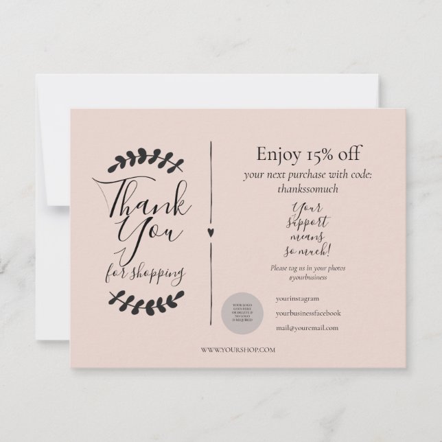 Merci Or rose Pour La Carte De Remise (Devant)