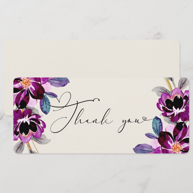 Merci orné de fleurs roses et violettes en forme d (Devant / Derrière)