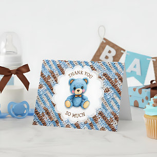 Merci   Ourson au crochet pour la Baby Shower d'un