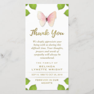 Merci papillon rose pour carte de sympathie