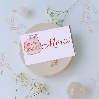 Merci Pastel rose aquarelle mignon Français Macaro