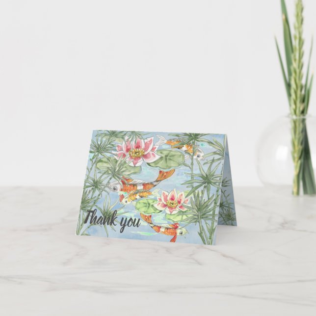 Merci Pastel Tropical Koi Fish Pond Aquarelle (Devant)