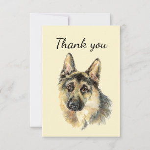 Merci Peinture Aquarelle Chien Berger Allemand Ani