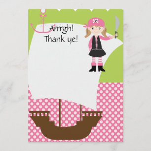 Merci personnalisable de bateau de pirate de fille