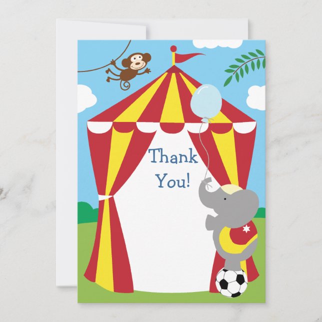 Merci personnalisable de cirque d'enfants (Devant)