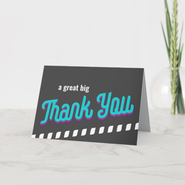 Merci personnalisé Bold moderne Turquoise sur gris (Devant)
