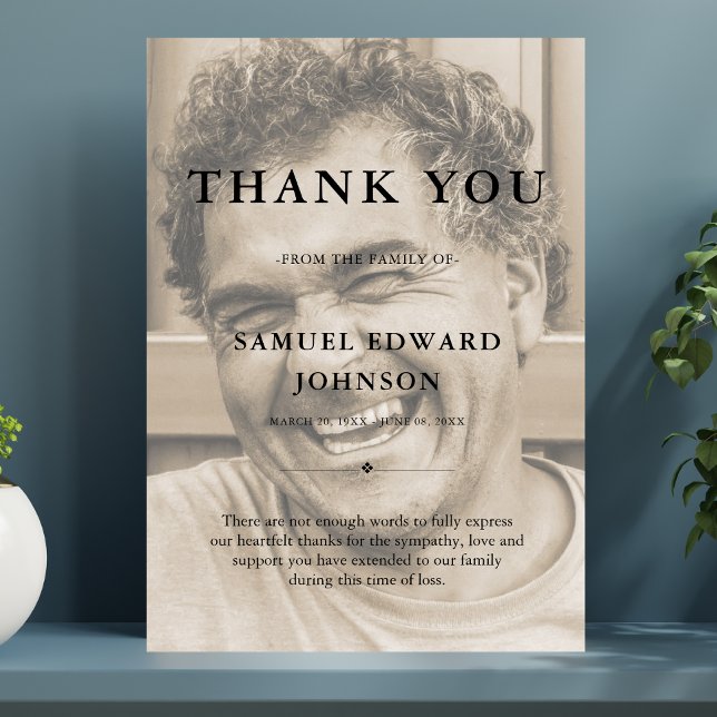 Merci Personnalisé Funérailles Photo Sympathie Gri (Créateur téléchargé)