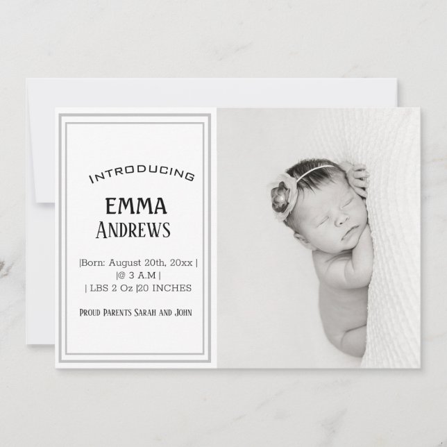 Merci photo bébé moderne Faire-part de naissance (Devant)