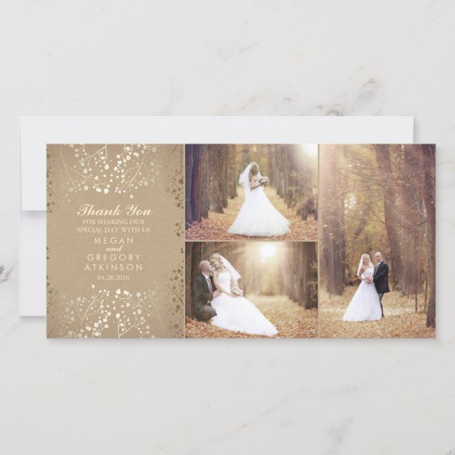 Merci photo de mariage élégant pour bébé d'or (Devant)