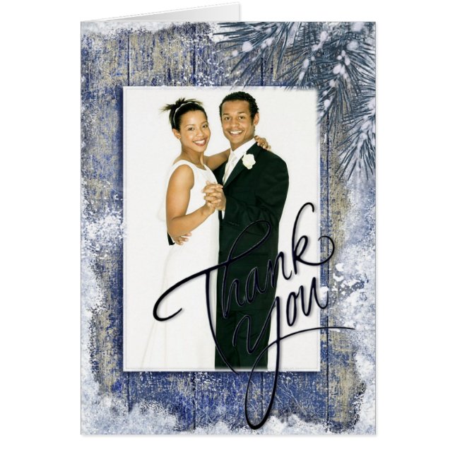 Merci photo de mariage hivernal rustique (Devant)