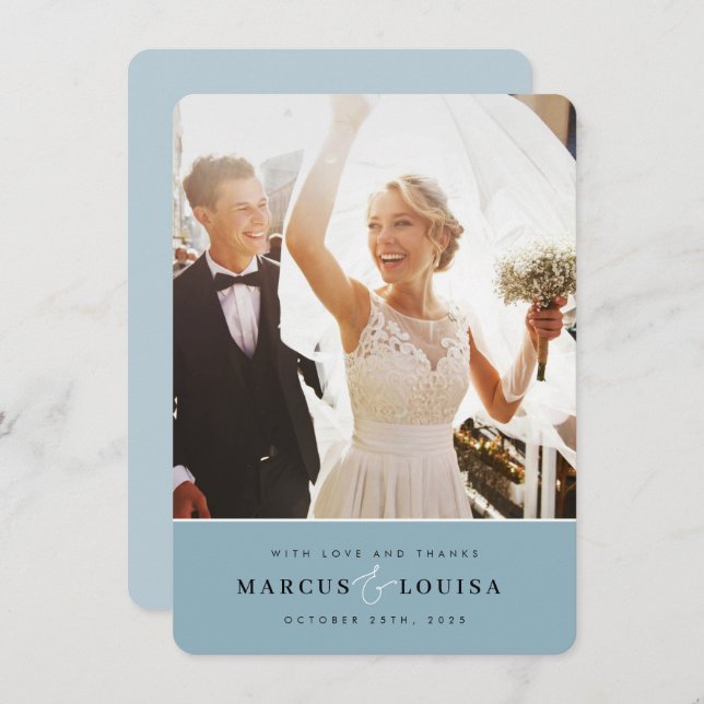 MERCI photo élégant mignon et bleu poussiéreux (Devant / Derrière)