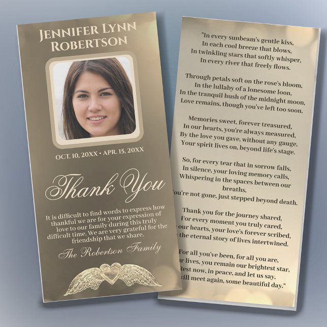 Merci photo funéraire en sympathie avec coeur (Créateur téléchargé)