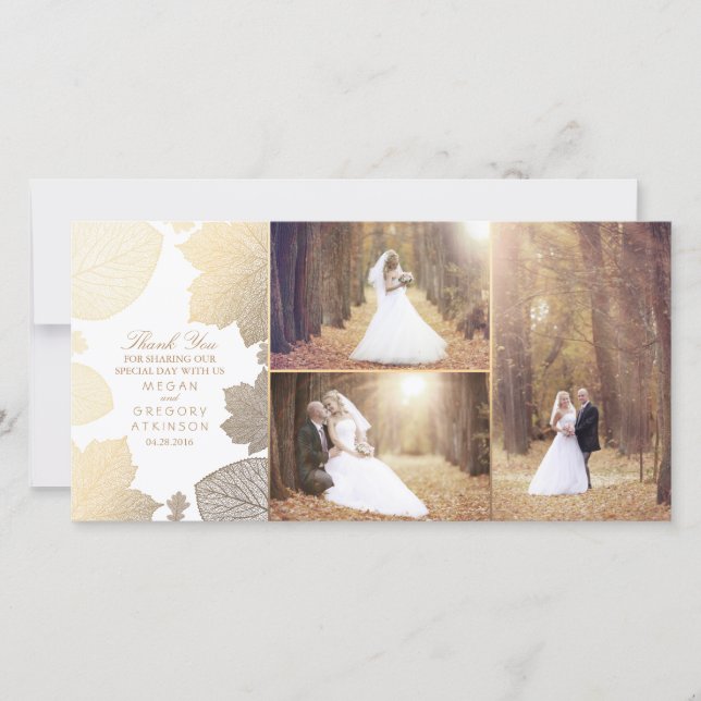 Merci photo Mariage blanc Gold Fall Leaves (Devant)