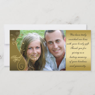 Merci Photo Mariage Card Classy Brown & Or