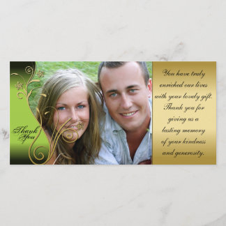 Merci Photo Mariage Card Classy Green & Gold