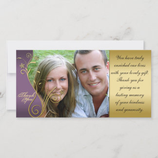 Merci Photo Mariage Card Classy Purple & Gold