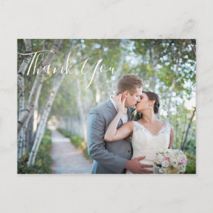 Merci photo mariage   Carte postale élégante Scrip