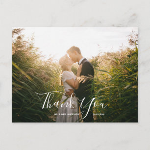 Merci photo mariage   Carte postale élégante Scrip