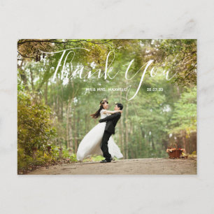 Merci photo mariage   Carte postale élégante Scrip