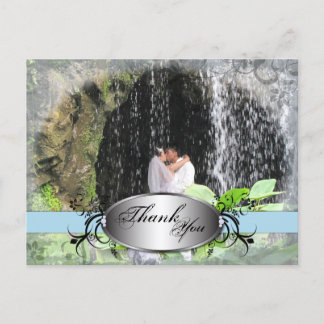 Merci Photo Mariage Carte postale Plaque bleu clai