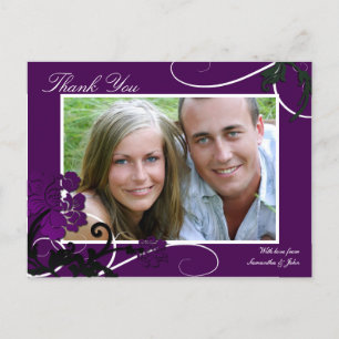 Merci Photo Mariage Carte postale Purple Floral