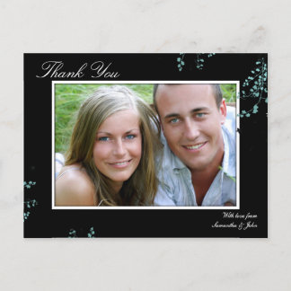 Merci Photo Mariage Carte postale Turquoise Floral