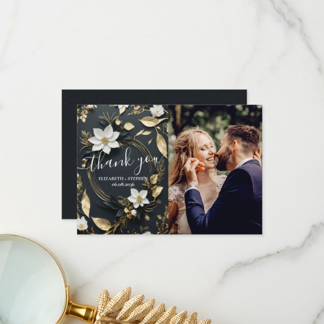 Merci photo Mariage de la couronne d'or blanc (Devant/Arrière en situation)