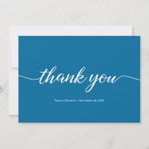 Merci photo Mariage minimaliste bleu simple