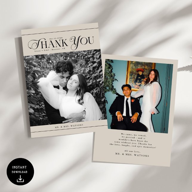 Merci photo Mariage moderne beige (Créateur téléchargé)
