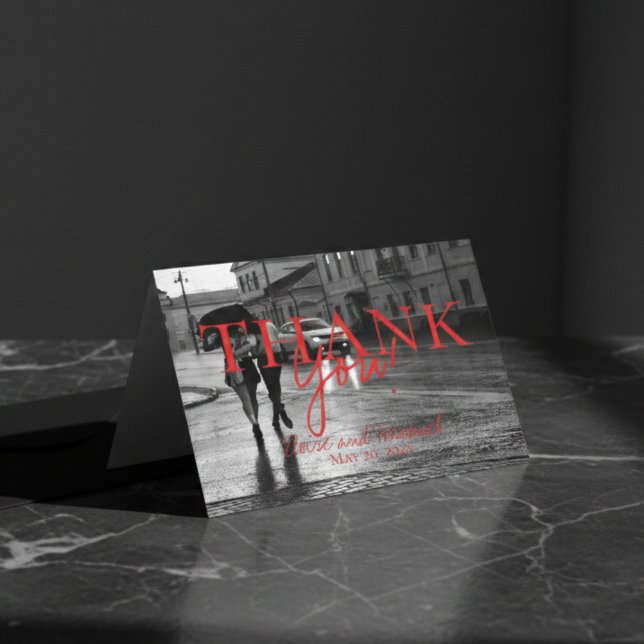 Merci photo Mariage moderne et manuscrit moderne (Modern Modern Handwritten Wedding Photo Thank You)