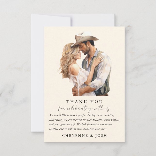 Merci photo Mariage Western Modern Rustic (Devant)