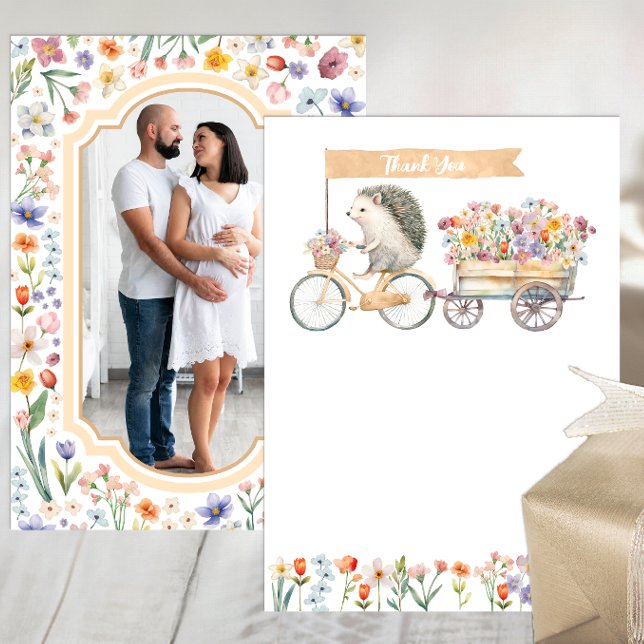 Merci photo neutre - Baby shower de hérisson (Photo Baby Shower Thank You Card)
