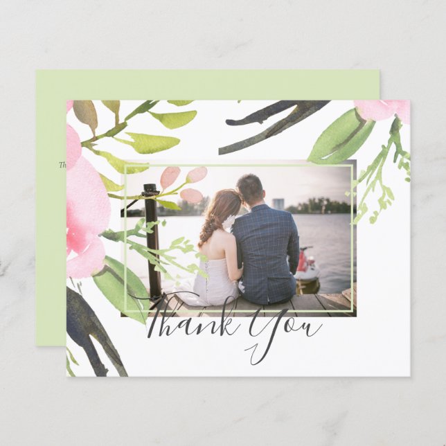 Merci photo rose vif Budget Mariage (Devant / Derrière)