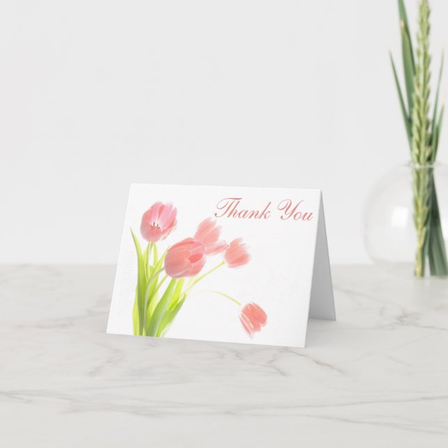 Merci Pink Day Tulips Floral Carte pour notes - Bl (Devant)