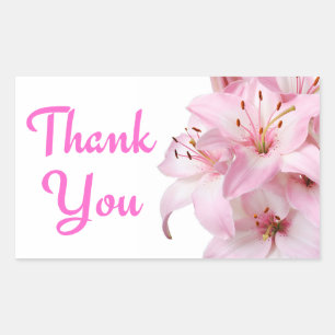 Merci Pink Lily Floral Sticker Étiquette