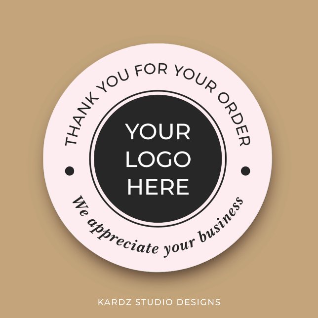 MERCI PInk pour votre Sticker rond de commande (Personalize these stickers with your logo for a complete branding look in your business.)