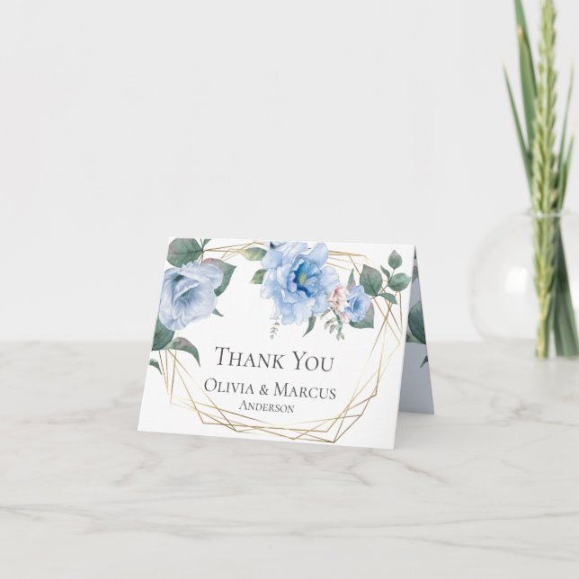 Merci | Pivoines Aquarelle Bleu Ciel (Devant)