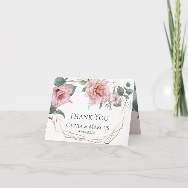 Merci | Pivoines aquarelles rose bébé (Devant)