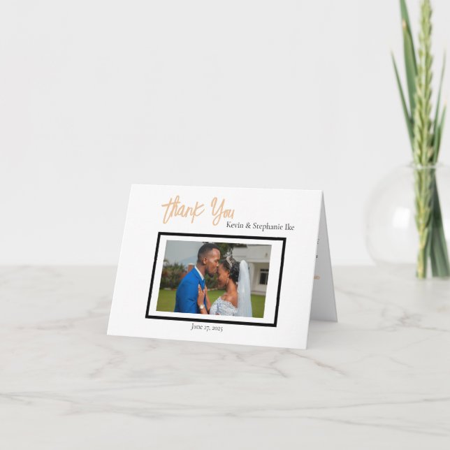 Merci plié simple Mariage minimaliste classique (Devant)