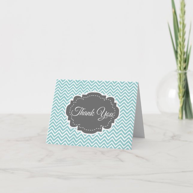 Merci plié turquoise Chevron (Devant)