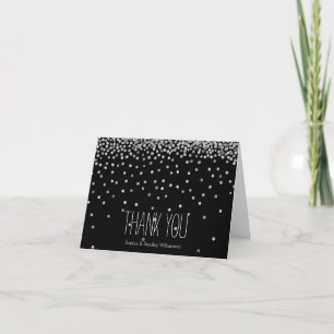 Merci points de confettis argent et noir