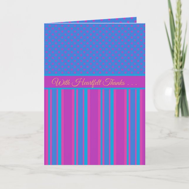 Merci pour carte d'aide : Magenta et Motifs bleus (Devant)